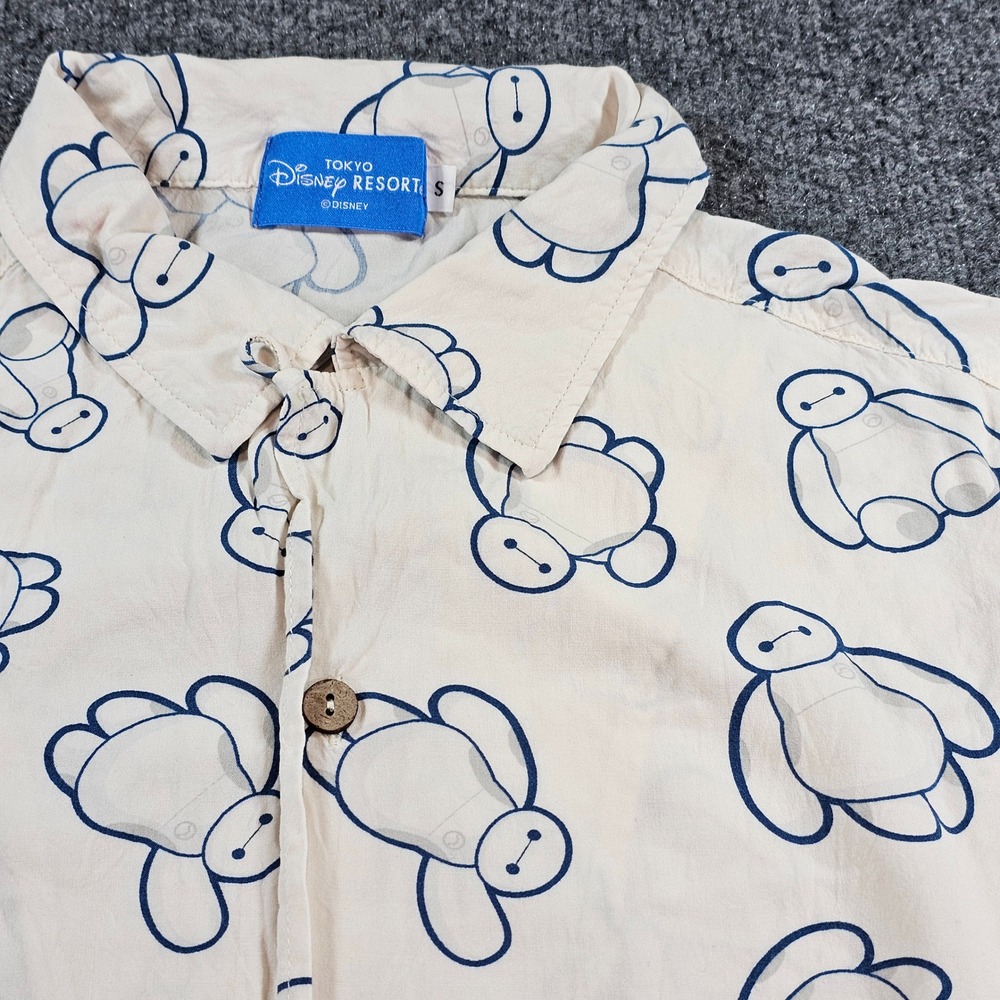 Tokyo Disney Resort Mens S Cream Baymax Big Hero 6 Button Down Shirt